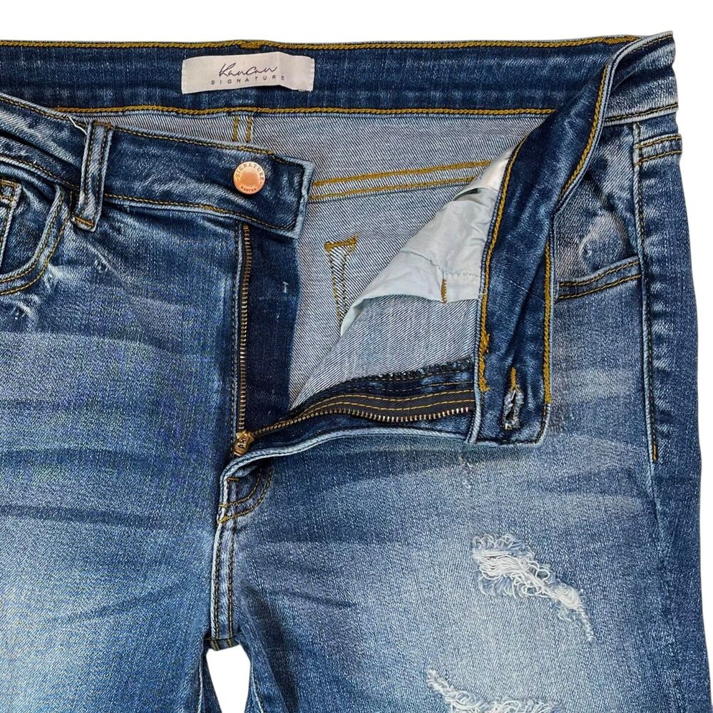 KanCan Signature Mid-Rise Ankle Skinny Jeans Size 32 Destructed Frayed Hem EUC - Picture 10 of 12